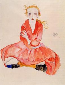Egon-Schiele-Seated-Girl-Facing-Front